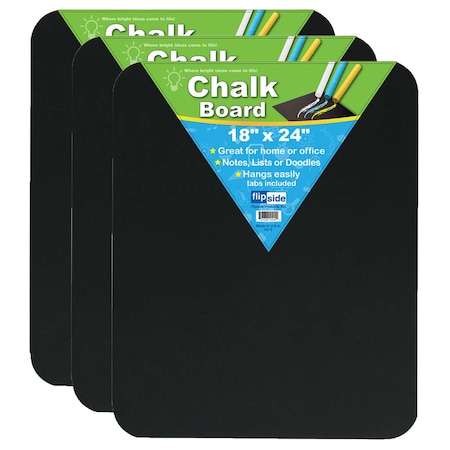 Flipside Chalk Board, Black, 18in x 24in, PK3 10204